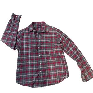 UNTUCKit Shirt Mens Slim Fit Gray Red Plaid Flannel Jaxon Long Sleeve Medium